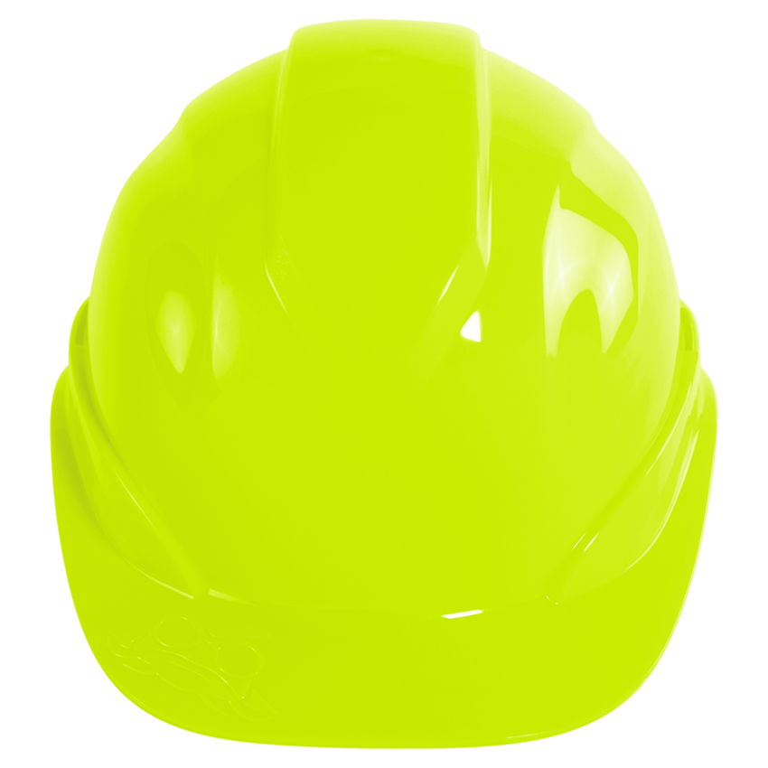 Bullhead Safety™ Head Protection High-Visibility Yellow/Green Unvented Cap Style Hard Hat With Six-Point Ratchet Suspension