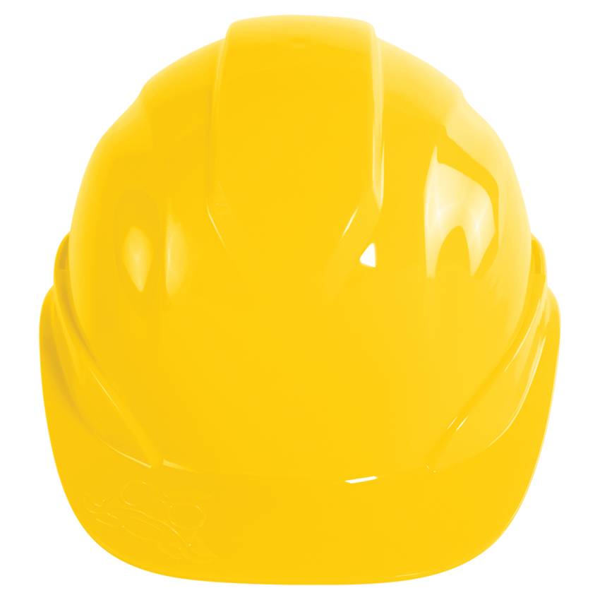 Bullhead Safety™ Head Protection Yellow Unvented Cap Style Hard Hat With Six-Point Ratchet Suspension