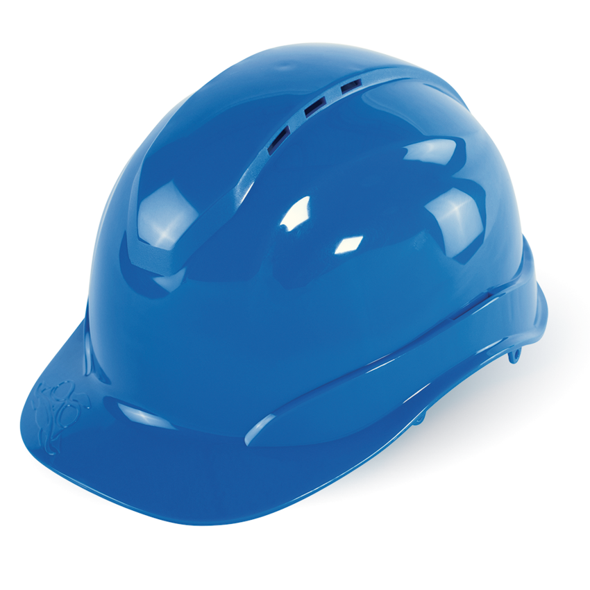 Bullhead Safety™ Head Protection Blue Vented Cap Style Hard Hat with Six-Point Ratchet Suspension