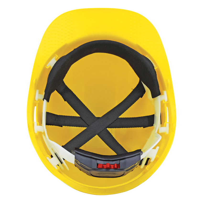 Bullhead Safety™ Head Protection Yellow Vented Cap Style Hard Hat With Six-Point Ratchet Suspension