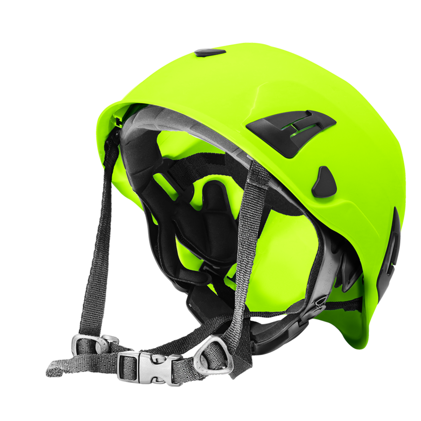 Bullhead Safety™ Head Protection - High-Visibility Yellow/Green Climbing Style Protective Helmet with Six-Point Ratchet Suspension and Four-Point Chin Strap