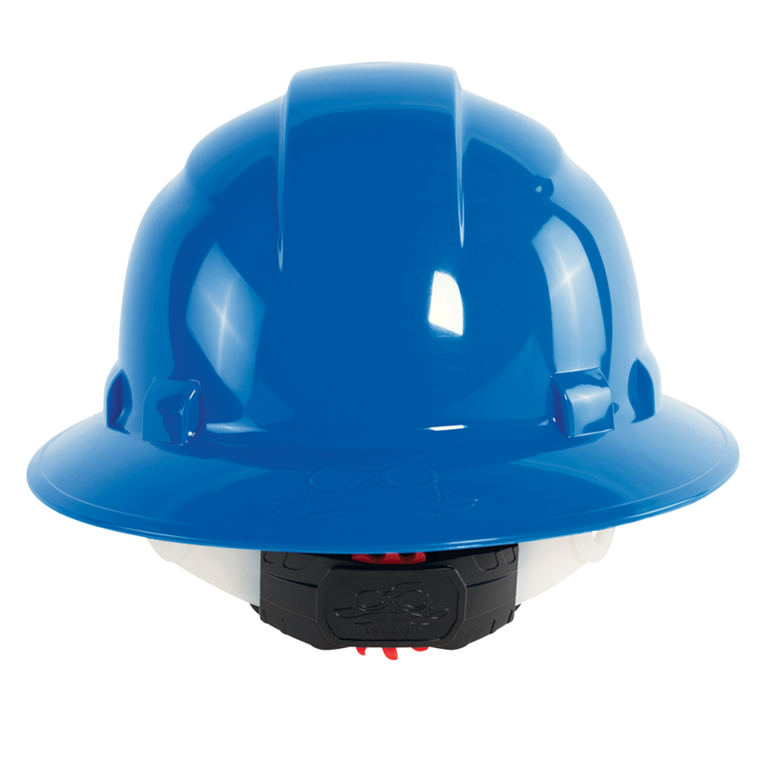 Bullhead Safety™ Head Protection Blue Unvented Full Brim Style Hard Hat With Six-Point Ratchet Suspension