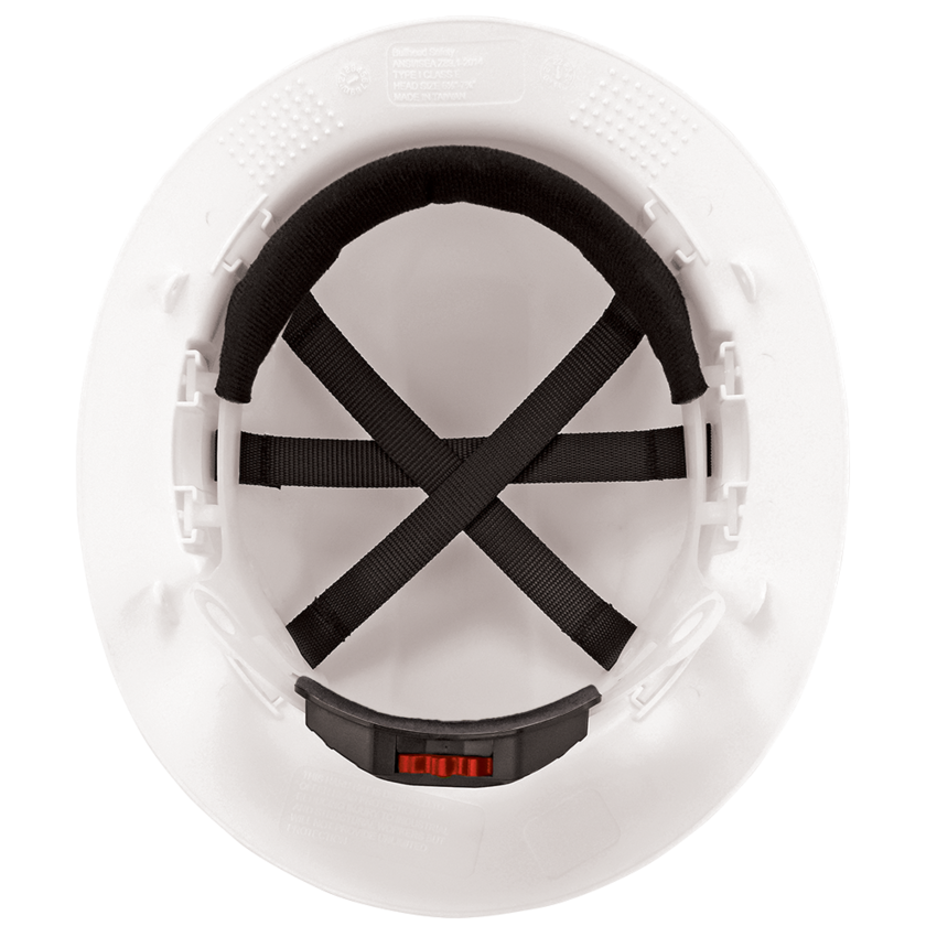 Bullhead Safety™ Head Protection White Unvented Full Brim Style Hard Hat With Six-Point Ratchet Suspension