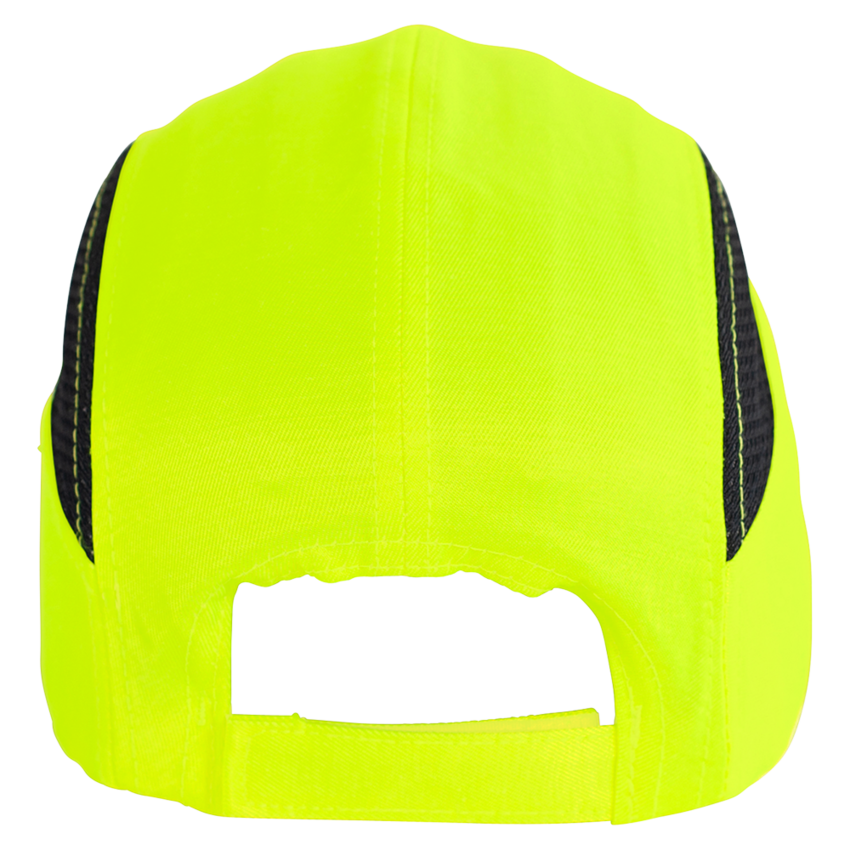 Bullhead Safety™ Head Protection High-Visibility Yellow/Green With Black Mesh Baseball Style Bump Cap