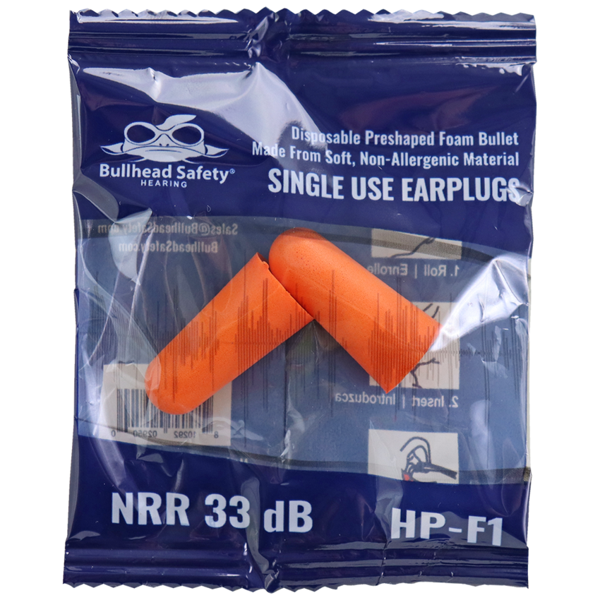Bullhead Safety® Hearing Protection Uncorded Polyurethane Foam NRR 33 dB Earplugs
