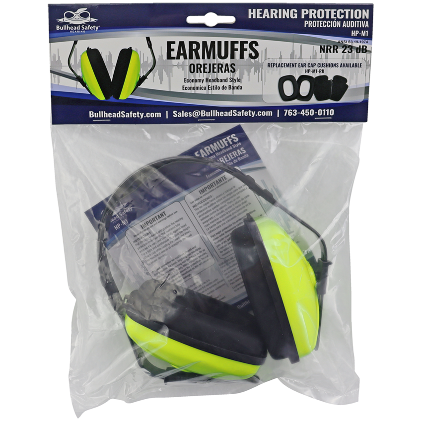 Bullhead Safety® Hearing Protection High-Visibility Economy Adjustable NRR 23 dB Earmuffs