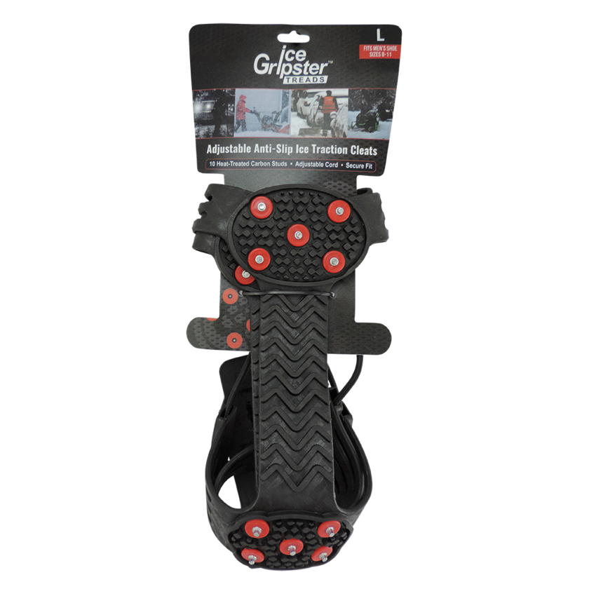 Ice Gripster™ Treads Adjustable Anti-Slip Traction Cleats with Carbon Steel Studs