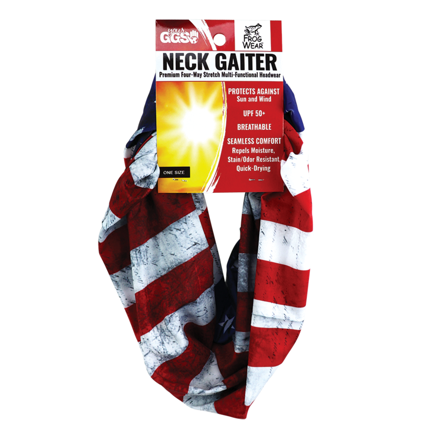 FrogWear™ Premium, Multi-Function, Cooling Neck Gaiter, U.S.A. Flag Design