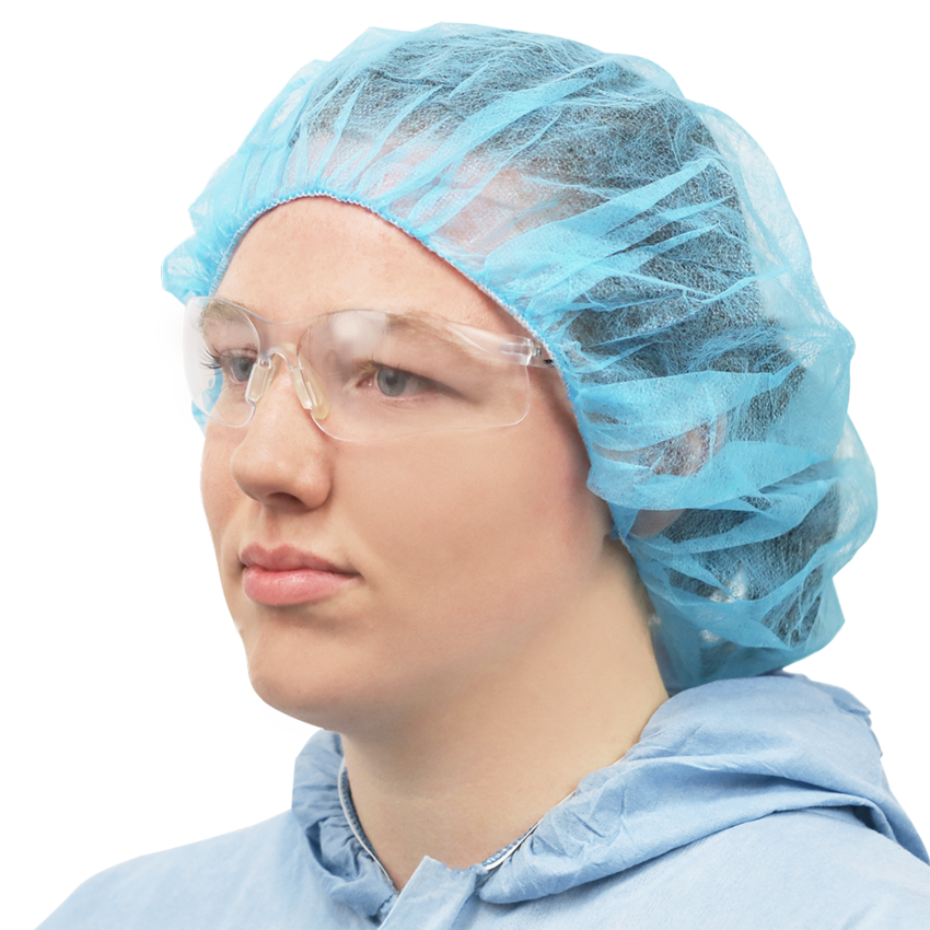 FrogWear™ Blue Polypropylene Disposable Bouffant Caps