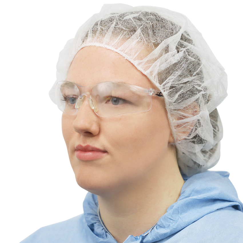 FrogWear™ White Polypropylene Disposable Bouffant Caps