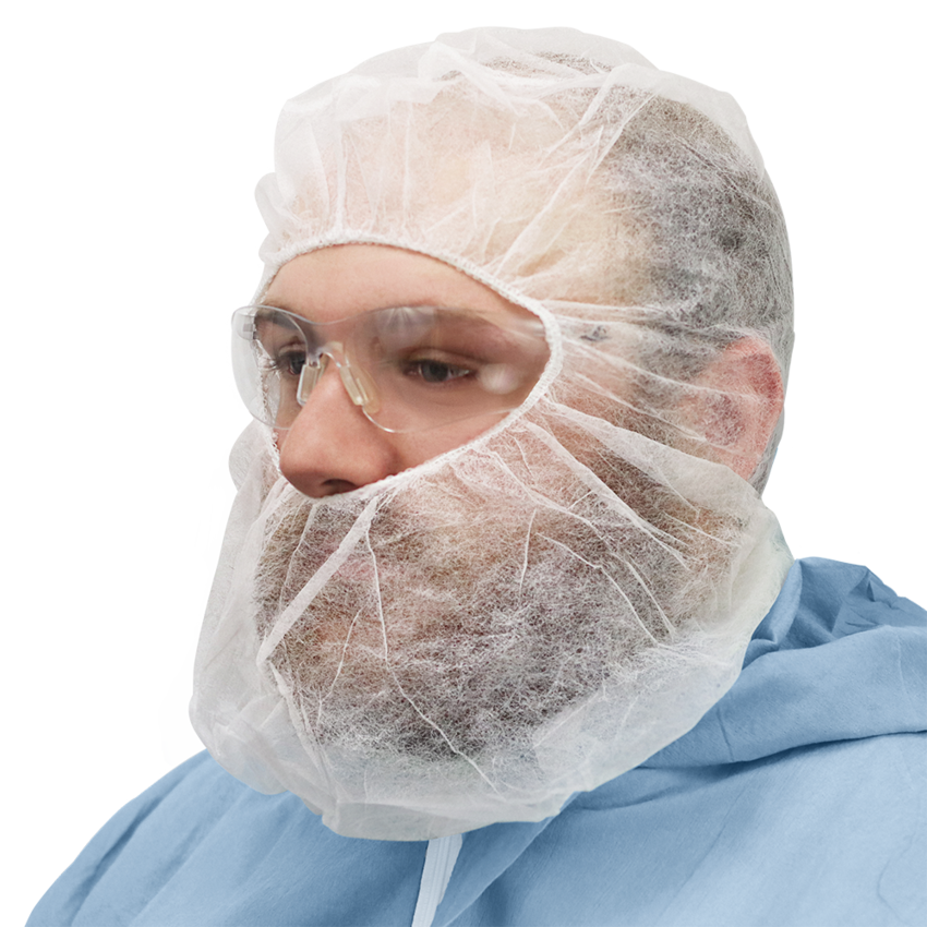 FrogWear™ White Polypropylene Disposable Balaclava-Style Hood