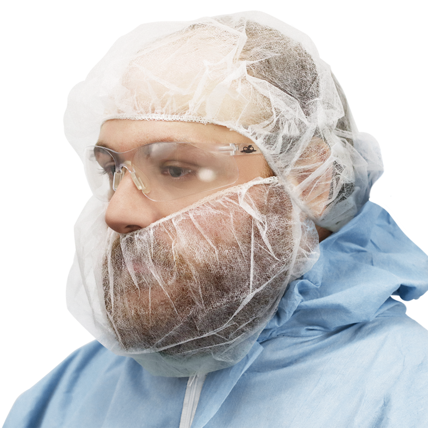 FrogWear™ White Polypropylene Disposable Beard Covers