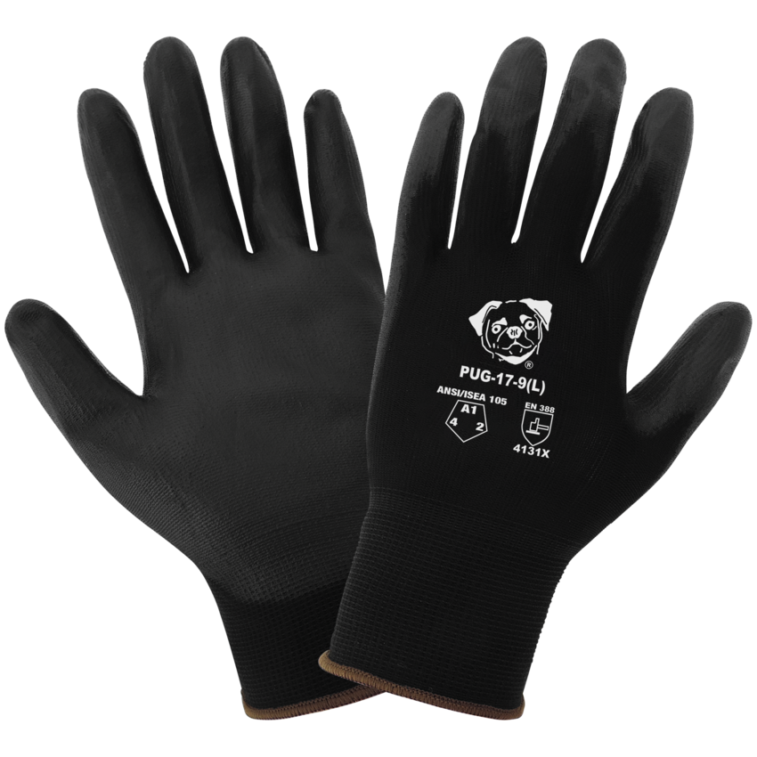PUG™ Vend-Pack Black Lightweight Polyurethane Coated Anti-Static/Electrostatic Compliant Gloves with Cut, Abrasion, and Puncture Resistance