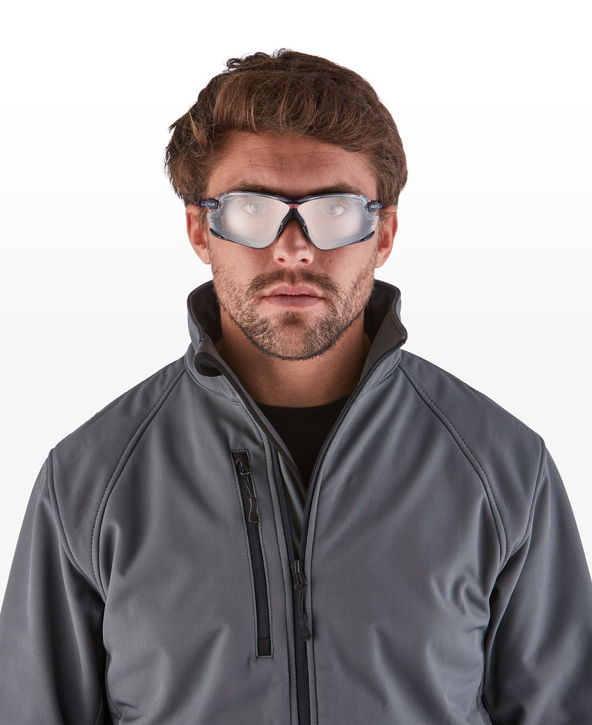 Quadro&trade; Clear Performance Fog Technology Lens, Black and Blue Frame Convertible Safety Glasses