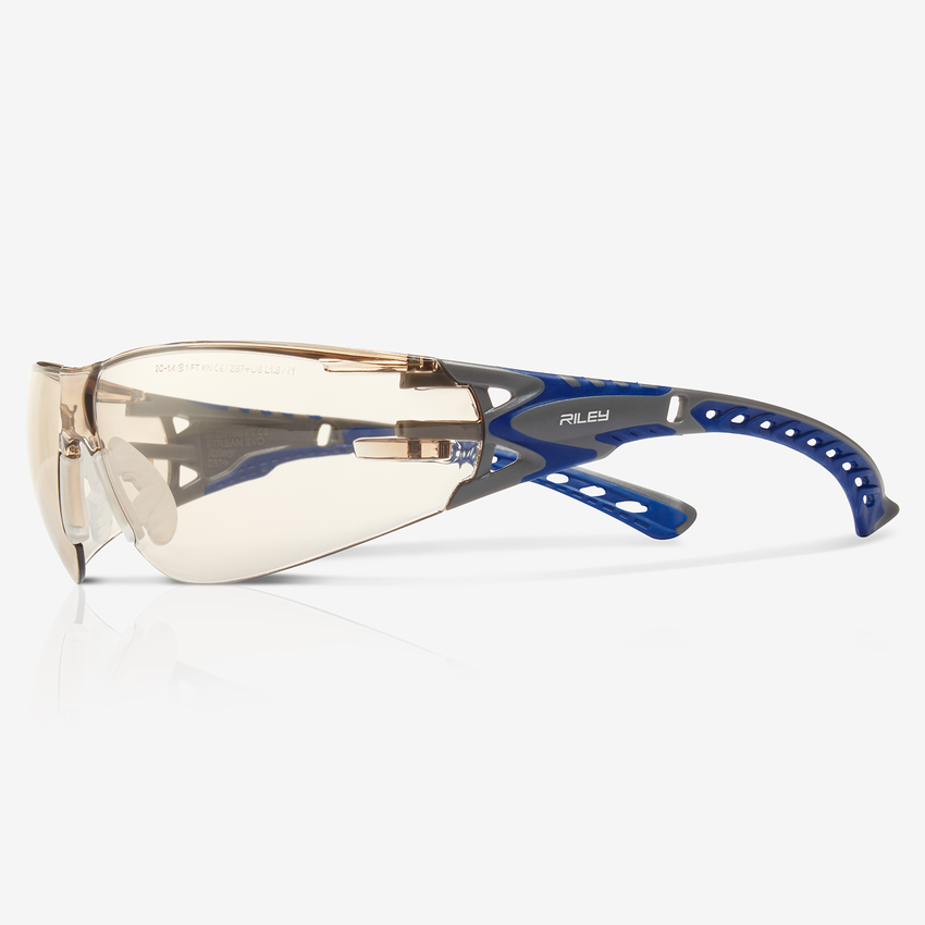Stream Evo&trade; LED Anti-Fog Lens, Gray and Blue Frame Safety Glasses