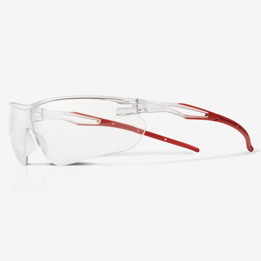 Ligera&trade; Clear Anti-Fog Lens, Gray and Red Frame Safety Glasses