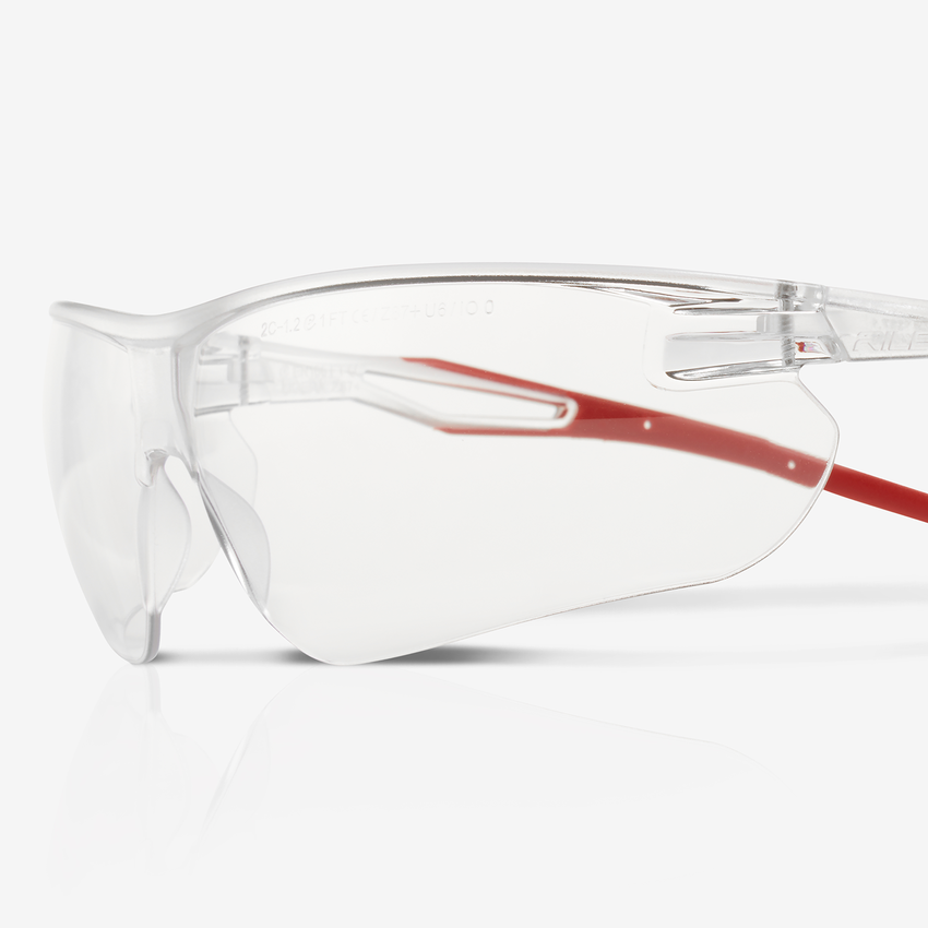 Ligera&trade; Clear Anti-Fog Lens, Gray and Red Frame Safety Glasses