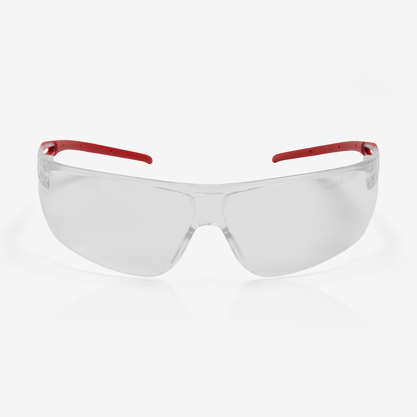 Ligera&trade; Clear Anti-Fog Lens, Gray and Red Frame Safety Glasses