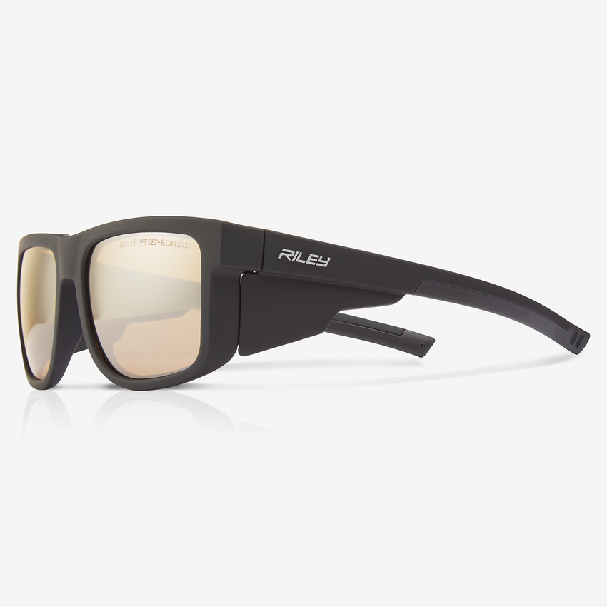 Navigator&trade; Antique Mirror Anti-Fog Lens, Matte Black Frame Safety Glasses