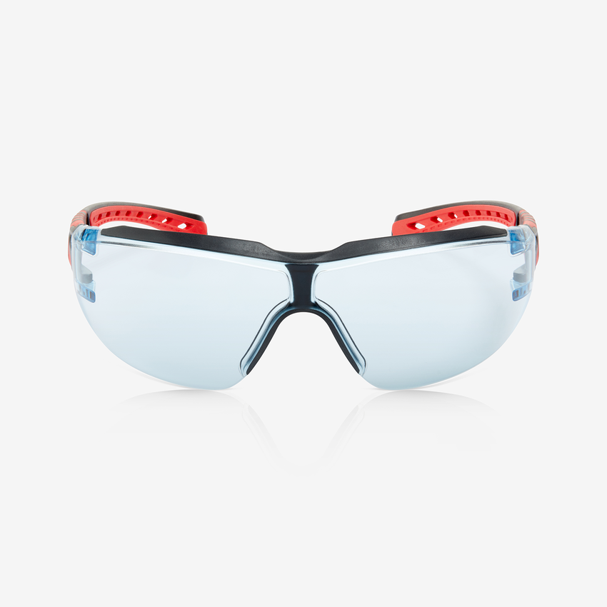 Sparta&trade; (Eco) Blue Anti-Fog Lens, Black and Red Frame Safety Glasses