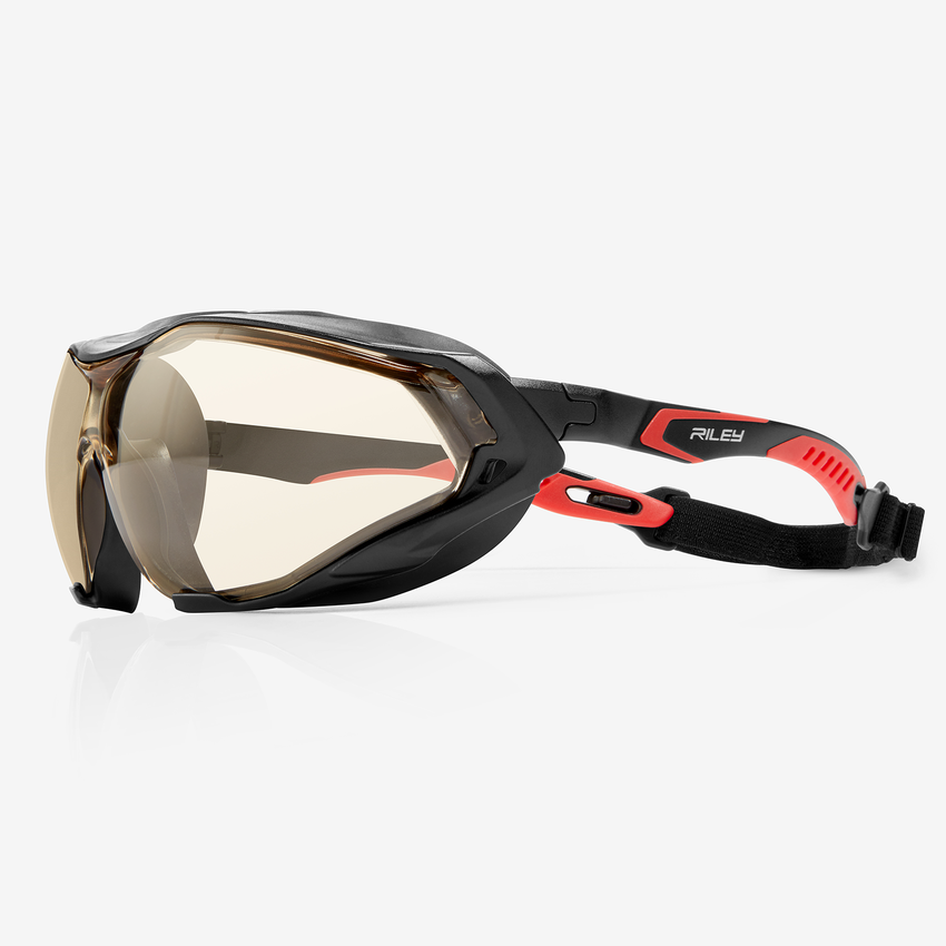 Sparta Pro&trade; LED Performance Fog Technology Lens, Black and Red Frame Safety Glasses