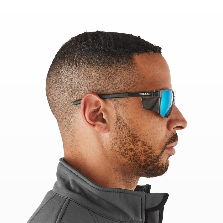 Navigator X Arctic Blue Mirror Anti-Fog Lens, Gray Frame Safety Glasses