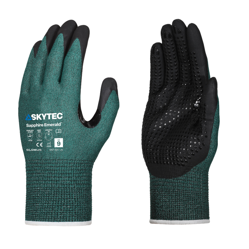 Sapphire Emerald&trade; Lightweight Cut Resistant Gloves with Nitrile Foam Coating and Palm Dots - LIMITED STOCK