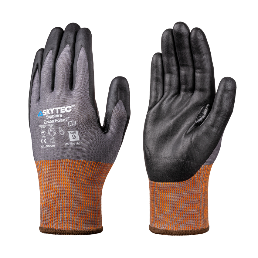 Sapphire Zircon Foam&trade; Lightweight Cut Resistant Touchscreen Gloves with Foam Nitrile-Coated Palm