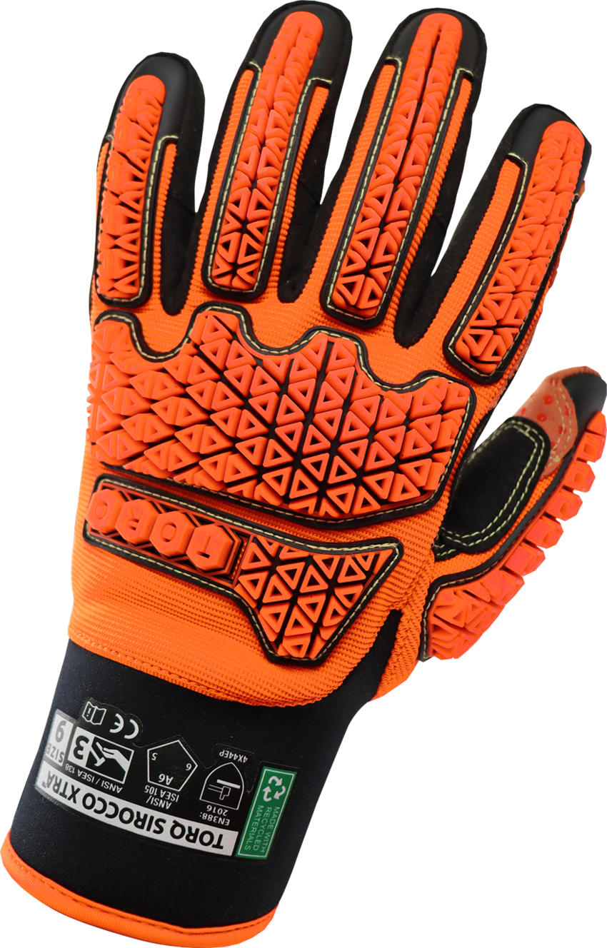 Torq Sirocco Xtra&trade; High-Visibility Multi-Hazard Oil and Gas Gloves with an Aralene&reg; Lined Synthetic Leather Palm