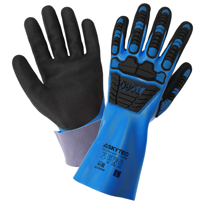 Torq Bismark&trade; Double-Dipped Nitrile, Supported, Chemical Impact Gloves with Multi-Hazard Protection