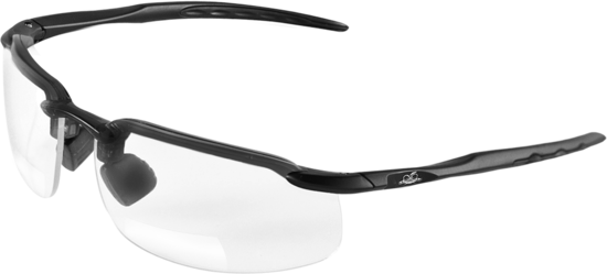 Swordfish® Clear 2.0 Diopter Bifocal Reader Style Lens, Matte Black Frame Safety Glasses