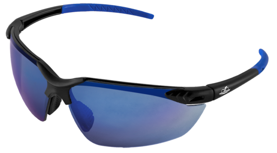 Mojarra® Blue Mirror Lens, Matte Black Frame Safety Glasses