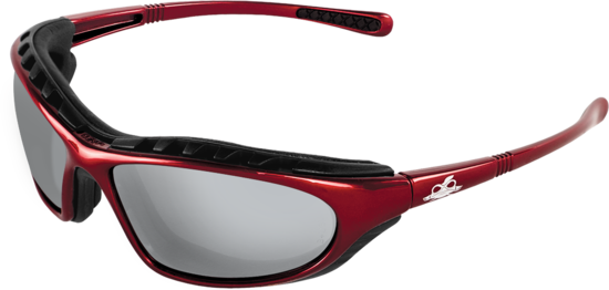 Steelhead® Silver Mirror Anti-Fog Lens, Shiny Red Frame Safety Glasses - LIMITED STOCK