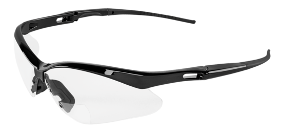Spearfish® Clear Performance Fog Technology 2.0 Diopter Bifocal Reader Style Lens, Shiny Black Frame Safety Glasses