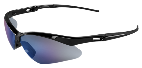 Spearfish® Blue Mirror Lens, Shiny Black Frame Safety Glasses