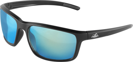 Pompano™ Ice Blue Mirror Performance Fog Technology Polarized Lens, Matte Black Frame Safety Glasses