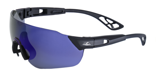Tetra™ Blue Mirror Anti-Fog Lens, Matte Black Frame Safety Glasses