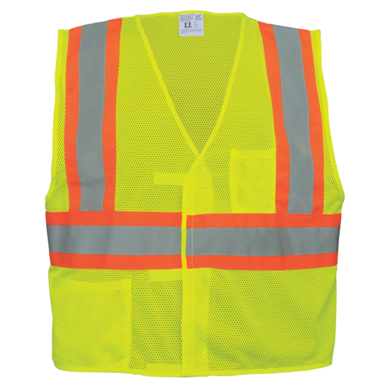 FrogWear® HV High-Visibility Yellow/Green Lightweight Mesh Vest with Orange Contrasting Trim