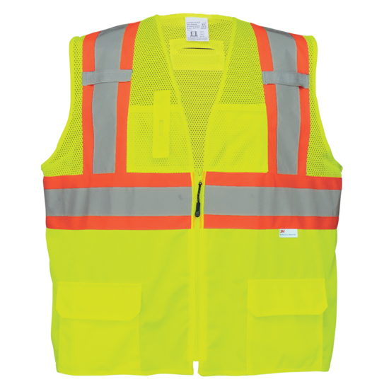 FrogWear® HV Solid and Mesh Polyester High-Visibility Surveyors Safety Vest