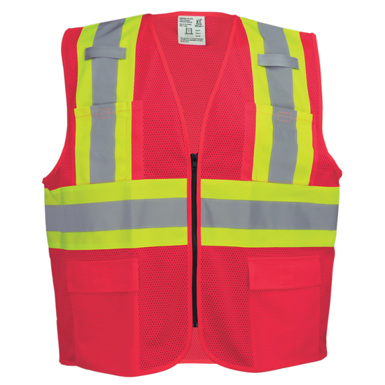 FrogWear® HV Lightweight High-Visibility Red Mesh Surveyor Vest
