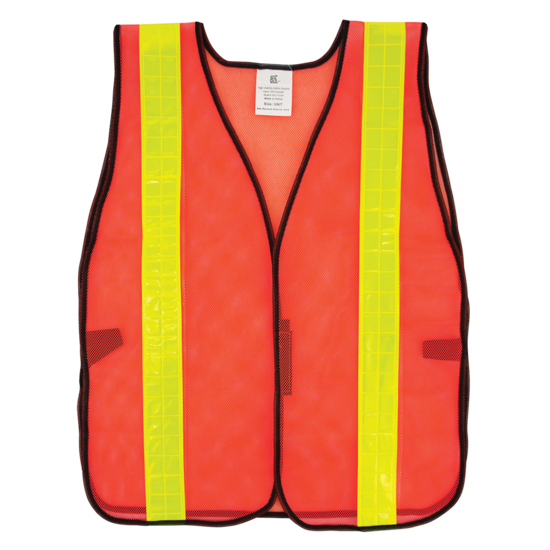 FrogWear® HV Enhanced Visibility Orange Economy Mesh Safety Vest with Wide Yellow Reflective