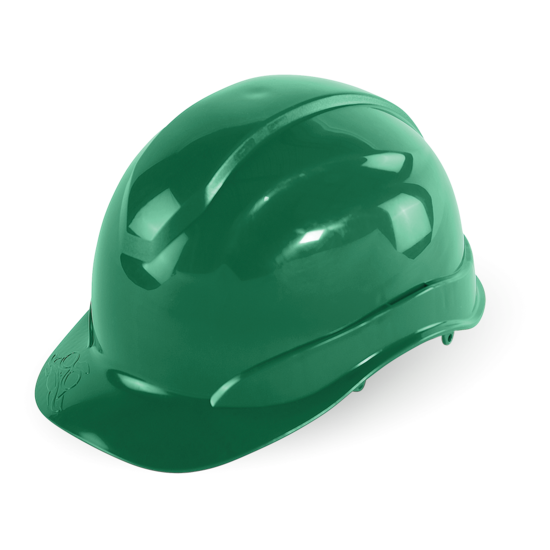 Bullhead Safety™ Head Protection Green Unvented Cap Style Hard Hat With Six-Point Ratchet Suspension