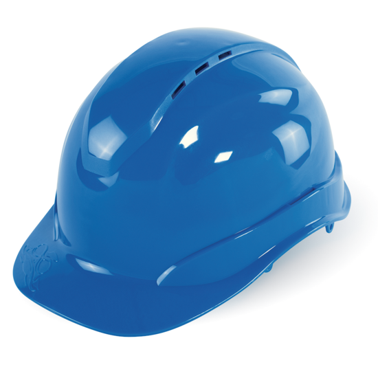 Bullhead Safety™ Head Protection Blue Vented Cap Style Hard Hat with Six-Point Ratchet Suspension