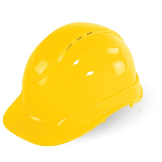 Bullhead Safety™ Head Protection Yellow Vented Cap Style Hard Hat With Six-Point Ratchet Suspension
