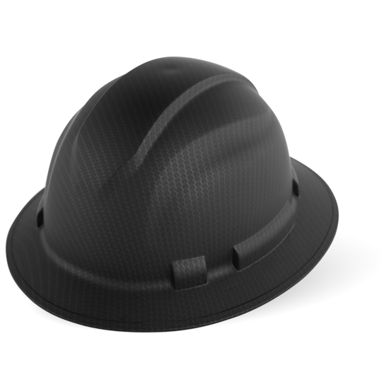 Bullhead Safety™ Head Protection Matte Black Graphite Unvented Full Brim Style Hard Hat With Six-Point Ratchet Suspension