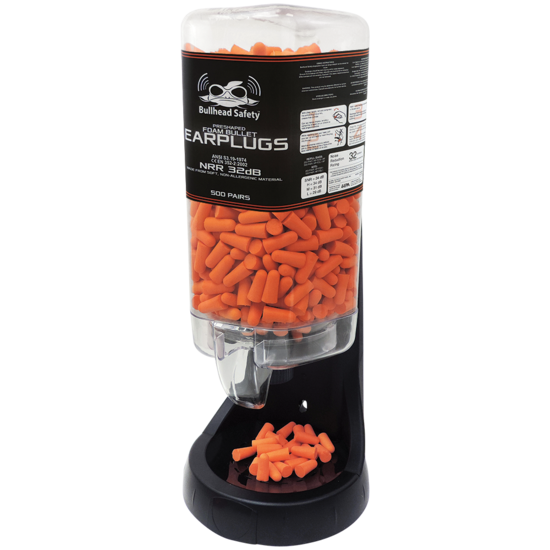 Bullhead Safety® Hearing Protection PVC-Free Polyurethane Foam NRR 32 dB Earplug Dispenser, 500 Pairs