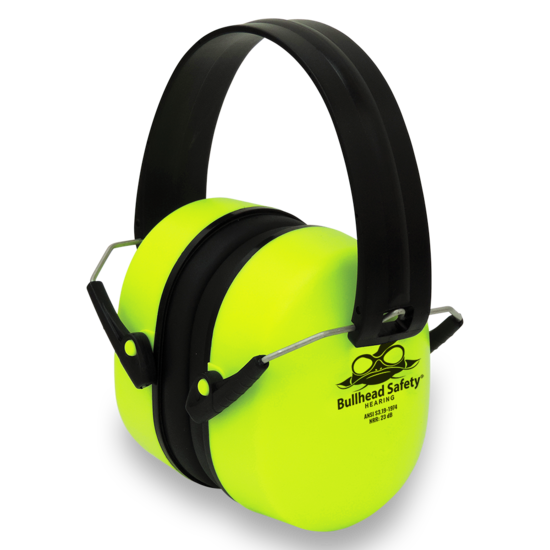 Bullhead Safety® Hearing Protection Premium High-Visibility Foldable NRR 23 dB Earmuffs