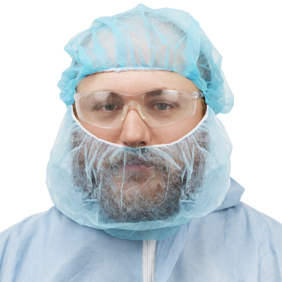 FrogWear™ Blue Polypropylene Disposable Beard Covers