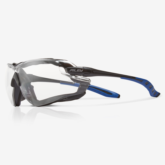 Quadro&trade; Clear Performance Fog Technology Lens, Black and Blue Frame Convertible Safety Glasses