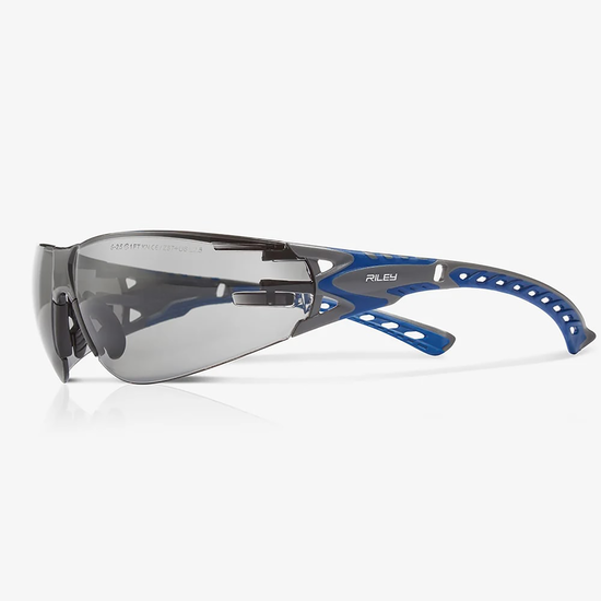 Stream Evo&trade; Eco Gray Anti-Fog Lens, Gray and Blue Frame Safety Glasses